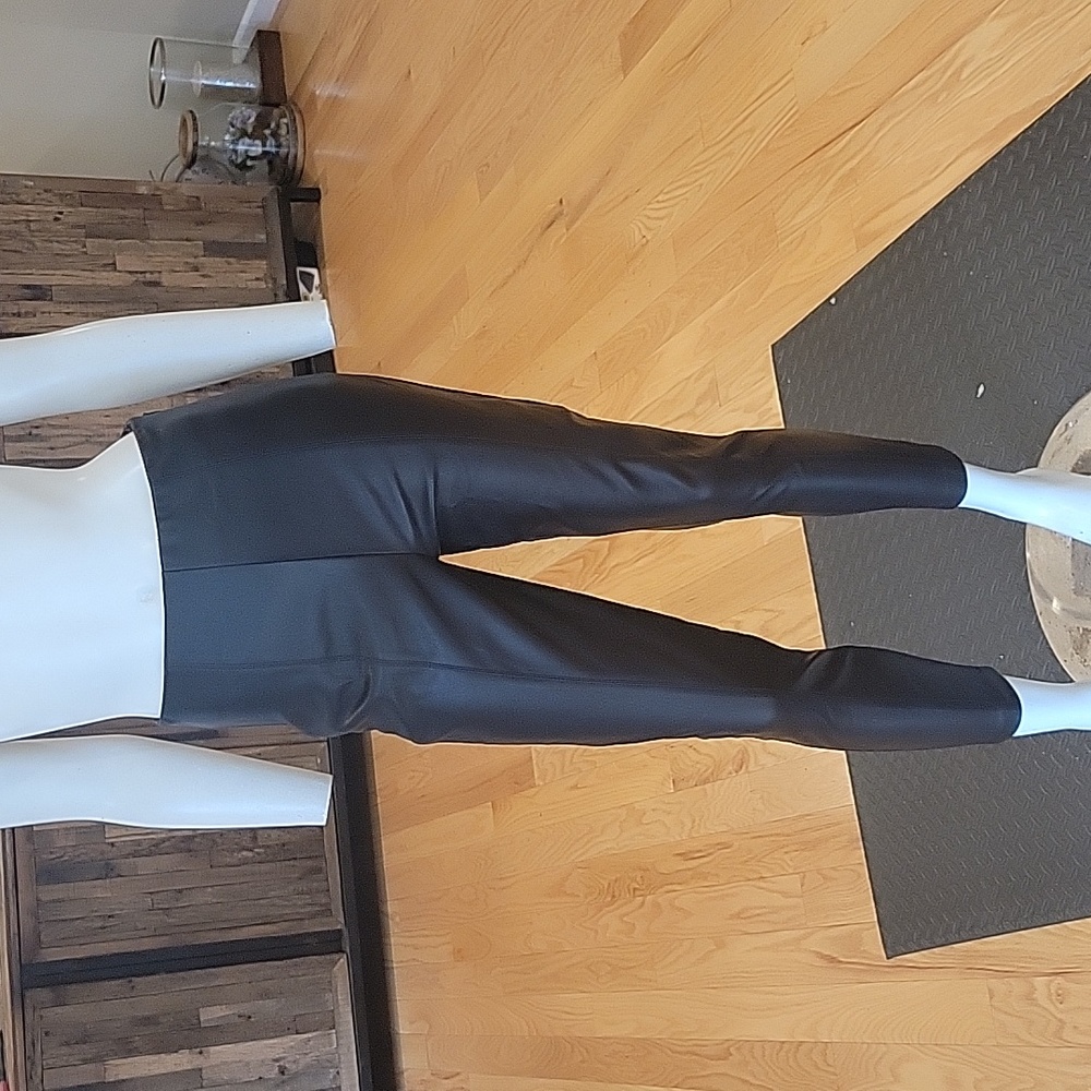 Ann Taylor Faux Leather Seamed Side Zipper Legging